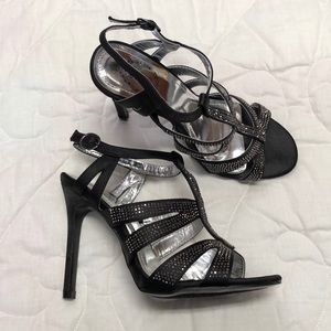 Black Sparkly Heels Sandals